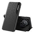 Miniatyrbilde 1 av 5: kompatibel Honor Magic 5 Lite 5g /x9a 5g PU Lær Shell Side View Vindus Stativ Deksel Telefon Cover-D Svart