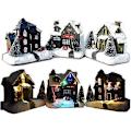 Miniatyrbillede 3 af 5: Juledekorationer Sne Hus Vinterlandsby Med LED Lys, AAA Batteridrevet Julelandskabsdekoration Ornament 1 stk. sort