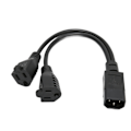 Pikkukuva 8 / 8: Y-jakajan power johto IEC 320 C14 uros - Dual 5 15R naaras jakajaadapterikaapeli 11,8 tuumaa 10A 125-250V