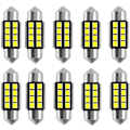 Pikkukuva 1 / 5: 10 kpl 31mm 2835 SMD LED-polttimoita Superkirkas valkoinen korvaus autojen LED-valoille Kattokartta Lukeminen Rekisterikilven valot