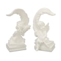 Miniatyrbild 5 av 8: Trädgårdsänglar Staty Harts Resin Bedårande Levande Uttryck Hög Glansig Vit Ängel Figur Staty Höger Fjäder