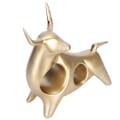 Miniatyrbillede 7 af 8: Abstrakt Tyrsculptur Hul Resin Look Up Okse Statue Dyrehåndværk Ornament Rumindretning Guld