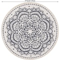 Miniatyrbillede 5 af 5: Boho Mandala Rundt Tæppe - Klassisk Moderne Traditionel Stil til Soveværelse eller Stue (120 x 120cm)