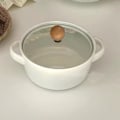 Miniatyrbilde 5 av 8: 6in Suppeskåler Multifunksjonelle Termisk Isolasjon Keramiske Suppeskåler med Dobbelthåndtak Lokk for Suppe med Øyeblikkelig Nudler Ris