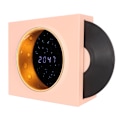 Pikkukuva 6 / 8: Retro Bluetooth-kaiutin herätyskello Vintage-levysoitintyylissä Kuu tähti yövalolla makuuhuoneen sisustukseen Pinkki