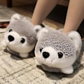 Miniatyrbilde 1 av 4: Plysj tøfler - Kanin/Hamster/Hund design, varm fuzzy fôr, innendørs vintersko for voksne, én størrelse (35-41cm)