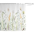 Miniatyrbillede 5 af 5: 1 stk Blomsterplanter Sommerfugl Mønster Bruseforhæng, Skimmelresistent, Vandafvisende Bruseforhæng, 180 x 180 cm