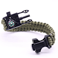Miniatyrbilde 2 av 3: Justerbart armbånd for utendørs med ildstarter, høy lydfløyte - Ideelt for fotturer, camping, fiske og jakt (1 stk, Army Green)