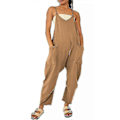 Miniatyrbillede 1 af 2: Dame Casual Oversized Overalls Harem Lange Smækbukser Dungarees Baggy Jumpsuit Brun M