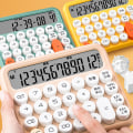 Miniatyrbillede 5 af 8: 12-cifret lommeregner Stort LCD-display Stor knap Standard mekanisk switch-regnemaskine til kontorskolehjem Citrongul