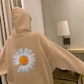 Miniatyrbillede 4 af 5: Lille Marguerit Print Hættetrøje - Casual og Løs Pasform Tunika L Blå