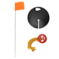 Miniatyrbillede 1 af 8: 1 sæt bærbar fiskeflag ABS vinter is mini fiskespole hjulmarkør flag tackle værktøj ingen line krog