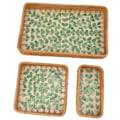 Miniatyrbild 1 av 8: 3 st Rattan Fruktbricka Rektangulär Fruktbricka Multifunktionell Förvaringsbricka för Hemma Restaurang Grön Pil