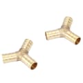Messing Y 3-veis slangekobling med mothaker for luft, vann, gass OD (12mm, 2 stk)