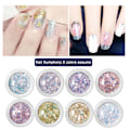 Miniatyrbild 1 av 8: 8 lådor/set nagelglitter, paljetter, flingor, glittrande 3D-nagelkonstflingor, nagelglitterdekoration