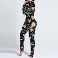 Miniatyrbillede 4 af 4: Åben klap sexet dame jumpsuit pyjamas body natdragt M sort guld