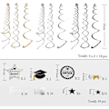 Miniatyrbillede 2 af 5: 2021 Guld Sort Sølv Dimissionspynt Hængende Hvirvler Tillykke Dimittend Banner Sort Dimission C