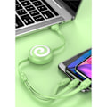 Miniatyrbild 3 av 8: 3 i 1 USB laddarkabel Lollipop-form Sträckbar snabbladdningstelefonkabel för IOS för Android för Huawei Mint Green
