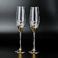 Miniatyrbillede 2 af 5: Bryllups Krystal Champagneglas Guld Metal Stand Fløjter Vinglas Pokal 2 stk./sæt
