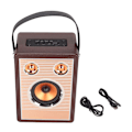 Pikkukuva 1 / 8: Bluetooth-kaiutin, ladattava, tukee muistikorttia, AUX-liitäntää, kannettava retro-langaton kaiutin kahvalla, ruskea puukuvio (vientiversio)