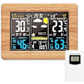 Miniatyrbild 1 av 4: Bekväm trådlös väderstation digital färgglad väderklocka med utomhussensor inomhus utomhustermometer