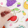 Miniatyrbillede 3 af 5: Puslespil Træpanel Tal/Dyr/Frugt Knapper/Kognitiv Tidlig Undervisning Legetøj (Frugt)