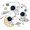 Miniatyrbild 1 av 5: En uppsättning rymdskepps- och astronautväggdekaler för vardagsrum, sovrum, kontor - väggdekor