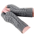 Miniatyrbilde 2 av 8: 1 par strikkede halvfingerhansker Jacquard akryl varme tykke myke grå hansker for vinter