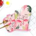 Miniatyrbild 7 av 7: Flamingo Tjocknande Bakning Hit Resistenta Handskar Pads för Ugn Mikrovågsugn Isolering Matta Kök Matlagning Tillbehör