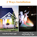 Miniatyrbild 4 av 5: Färgväxlande Solcellsbelysning, 2-pack, Justerbara 4 LED Vägg/Markbelysning för Landskap