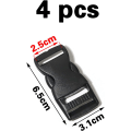 Pikkukuva 2 / 5: 4 kpl muovisolkia 25mm, klipsisoljella, kaksipuoleinen solki, sopii matkatavaralle, hihnat, reput, musta, 3,1×6,5 cm