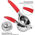 Miniatyrbillede 3 af 5: 22 cm - Rød manuel citronpresser med blødt greb - Meget robust - Til presning af citron og citrusfrugter - Let at rengøre -