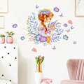 Miniatyrbild 1 av 5: Väggdekal Blomma Fjärilar Flickväggdekal för Sovrum Vardagsrum