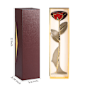 Miniatyrbild 5 av 8: Lång stjälk doppad 24 k guldrosa i presentförpackning med tydlig displayställning röda rosor för henne
