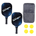 Pikkukuva 1 / 8: 2 kpl Pickle Ball -mailat Kestävä Hiili PE Mukava Ote Kevyt Pickle Ball -setti 4 pallolla Ulko- ja Kotikäyttöön Musta ja Sininen