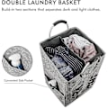 Miniatyrbilde 3 av 5: 90l X-large Dobbel Vaskekurv i Lin, Sammenleggbar Vaskebøtte, Brettbar Klespose - Slitesterk og Lett å Rengjøre (mørkegrå)