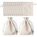 Miniatyrbilde 1 av 5: 12 Pakke Bomullsnettposer med Snøring, 13 x 18cm Gjenbrukbare Jute Poser Gavepose med Snøring for Smykker, Sminke, Mynter, Krydder, Håndverk (Beige)