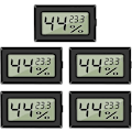 Miniatyrbild 1 av 5: Digital hygrometer termometer 5-pack - LCD-skärm, mini temperaturmätare och fuktighetsmätare för växthus, bilar, hem, kontor (svart)