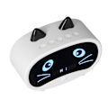 Miniatyrbild 6 av 8: Mini tecknad högtalare multifunktionell söt katt örondesign smart set dubbla väckarklockor för kontor i sovrummet Vit