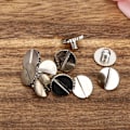 Miniatyrbillede 7 af 8: 10 stk. fladehovednitter Stud Riflet messing Fasteners til bælter Rygsække Møbler Sølv