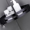 Miniatyrbilde 4 av 5: Punch Free Dusj Oppbevaringshylle Aluminiumlegering Baderom Hjørne Oppbevaringshyller for Hjem Triangulær Svart