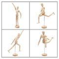 Miniatyrbillede 2 af 6: Tegnemodel i træ - Menneskelig model til tegning og maling - 13 cm kunstnerisk model med base og fleksibel krop