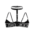 Miniatyrbilde 5 av 5: Forførende Wet Look Lingerie med Halterneck - Justerbare Stropper, Åpne Kopper XL Svart