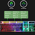 Miniatyrbillede 8 af 8: Tastatur Mus Combo Punk Retro Keycaps USB Kablet Farverig baggrundsbelyst Holdbar ABS tastatur og mus til gaming bærbar PC Black Punk Sæt