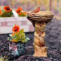 Miniatyrbillede 3 af 5: Harpiks Ugle Fuglebad Eventyrhave Fuglebad Ornamenter Skulpturer Harpiks Traditionelt Fuglebad