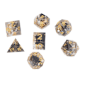 Miniatyrbillede 5 af 8: 7 stk. polyhedral harpiks terningesæt klare tal rollespil udsøgt samleobjekt gave til familie venner sort+guld
