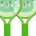 Miniatyrbild 5 av 5: Lätt badmintonracket för barn set - grön björndesign - inomhus/utomhus - 3-7 år