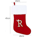 Miniatyrbilde 3 av 4: 60 cm Monogram Julestrømper med Bokstaver, Rød Fløyel med Hvit Supermyk Plysjkant Broderte Julestrømper (S)