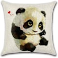 Miniatyrbilde 4 av 5: Putetrekk og putetrekk i polyester i 4 deler, 45x45 cm, Panda-tema