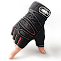 Miniatyrbillede 1 af 4: Røde mekaniske handsker i ko-læder - medium duty, anti-vibration og anti-slid sikkerhedshandsker - 1 par (18-19cm)